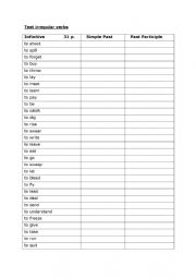 English Worksheet: Test Irregular Verbs Simple Past