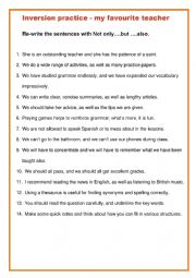 English Worksheet: Inversion Not only... but