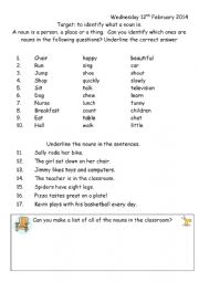 English Worksheet: What is the noun