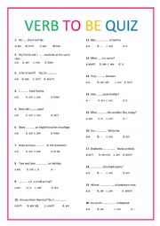English Worksheet: Verb to be Quiz