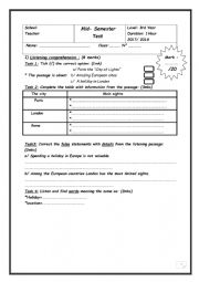 Mid Semester Test 3rd year Tunisian