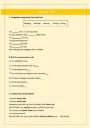 LEMON TREE SONG WORKSHEET