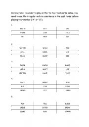 English Worksheet: Irregular Verb Tic Tac Toe