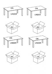 English Worksheet: in, on, under