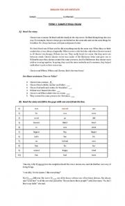 English Worksheet: FINAL EXAM SAMPLE