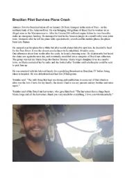 English Worksheet: Brazilian Pilot Survives Plane Crash