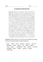 English Worksheet: Customer Service Vocabulary - Word Search