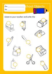 English Worksheet: School OBJECTS