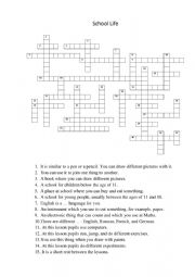 English Worksheet: Crossword school life