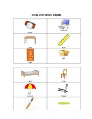 English Worksheet: Bingo with school objects