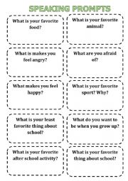 Speaking prompts - ESL worksheet by kbau