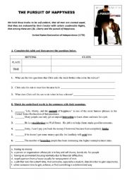 English Worksheet: The pursuit of happyness worksheet