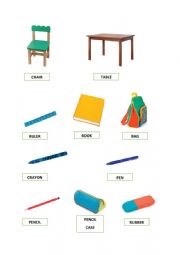 English Worksheet: School objects