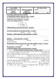 English Worksheet: 8th form mid term test 2