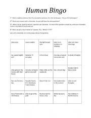 Human Bingo for yes no questions 