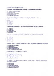 English Worksheet: IF CLAUSE Multiple Choice Test