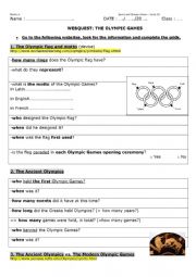English Worksheet: OLYMPIC GAMES- WEBQUEST