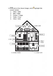 English Worksheet: House Furniture