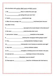 English Worksheet: used to