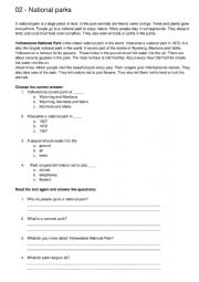 English Worksheet: National Parks