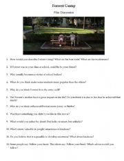 English Worksheet: Forrest Gump Film Discussion