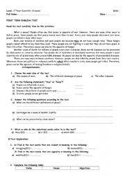 English Worksheet: couple of english tests for 2 year level