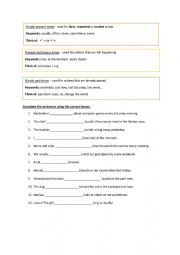 English Worksheet: Present simple, present continuous, and past simple tense