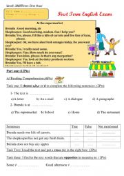 English Worksheet: At the supermarket 