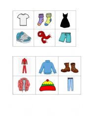 English Worksheet: Clothes bingo