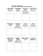 English Worksheet: Creative writing my pet monster