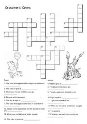 English Worksheet: Colors Crossword Puzzle