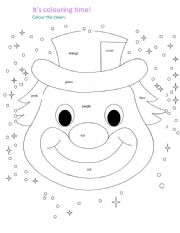 English Worksheet: Colour the clown