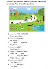 English Worksheet: There is-There are any questions