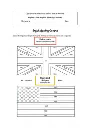 English Worksheet: The English Speaking Countries� Flags - Colouring Page