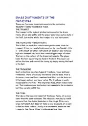 English Worksheet: Brass Instruments of the Orchestra