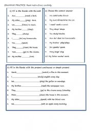English Worksheet: Grammar Practice
