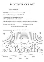 English Worksheet: Saint Patricks Day fill in the blanks