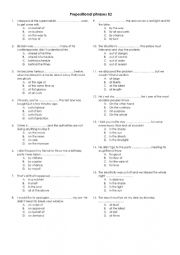 English Worksheet: Prepositional Phrases Multiple Choice Exercises