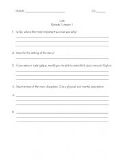 English Worksheet: Lost episode 1