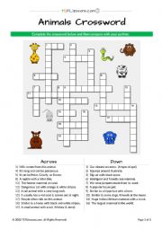 Animal Crossword