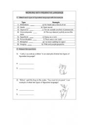 English Worksheet: Figurative language