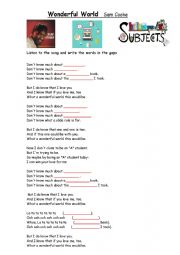 English Worksheet: Wonderful World by Sam Cooke