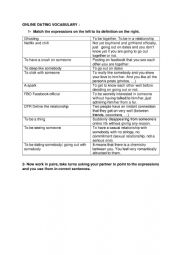 English Worksheet: online dating vocabulary matching