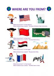 English Worksheet: WHERE ARE YOU FROM?