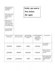 English Worksheet: Prefix re- and pre-