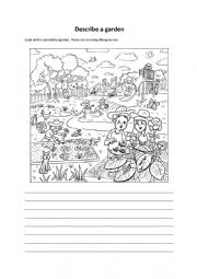 English Worksheet: Describe a garden 