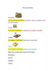 English Worksheet: Meals