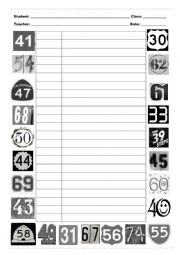 Order and write some numbers from 30 to 69