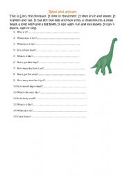 English Worksheet: The dinosaur