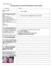 English Worksheet: Scaffolded Poetry: Similes and Metaphors